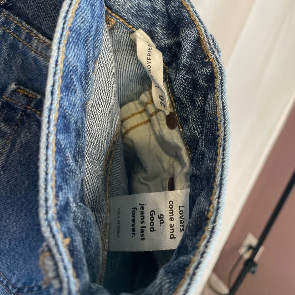 Pacsun Junior's Medium Wash 90s Boyfriend Patchwork Blue Denim Jeans - Picture 6 of 6